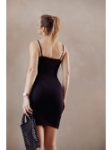 Fitted mini dress with rhinestones, black 95790 - Online store - Boutique